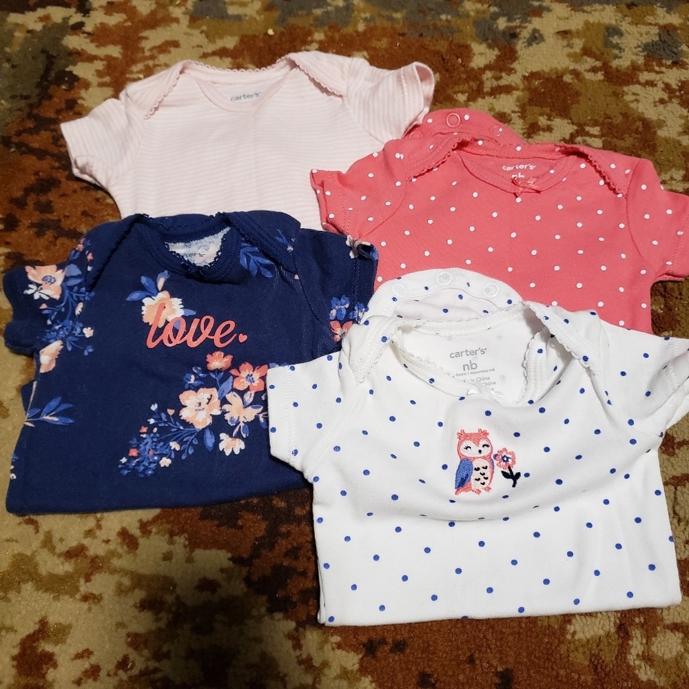 4 short sleeve newborn onsies